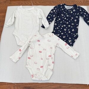 Carter's Bodysuit Trio - Navy Floral, White, Pink Animal Print